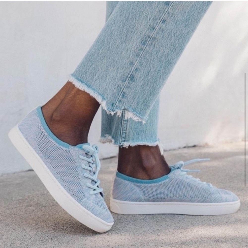 Soludos Knit Ashore Sneakers Size 8/38.5 Lace Up Low Tops Shoes Blue Purple Knit